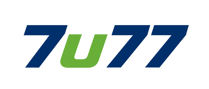 7u77 logo in cyan and purple style